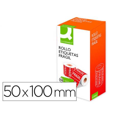 ETIQUETA MARCA Q-CONNECT FRAGIL 50X100 MM ROLLO DE 200 UNIDADES