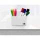 CUBILETE PORTALAPICES LIDERPAPEL COLOR BLANCO OPACO PLASTICO MAGNETICO 125X75X40 MM