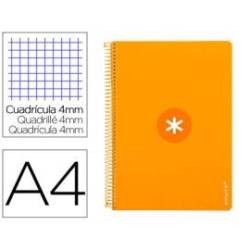 CUADERNO ESPIRAL DIN A4 ANTARTIK TAPA DURA 80H 100GR CUADRO 4MM CON MARGEN COLOR MOSTAZA