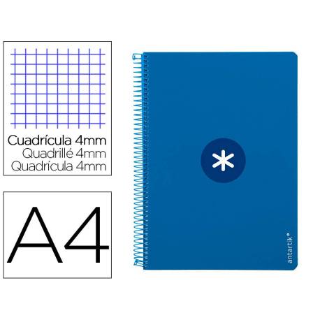 Cuaderno espiral liderpapel a4 antartik tapa dura 80h 90gr cuadro 4mm con margen azul oscuro