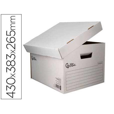 CAJON CONTENEDOR MARCA LIDERPAPEL CARTON AUTOMATICO PARA 4 CAJASARCHIVO DEF. FOLIO / 5 ARCHIVADORES A-Z 430X383X265MM