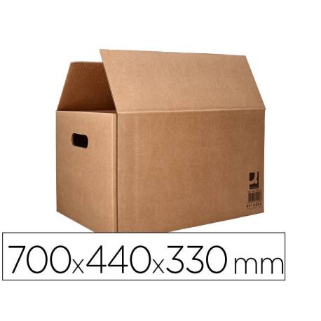 CAJA PARA EMBALAR MARCA Q-CONNECT AMERICANA ULTRARRESISTENTE CONASAS CARTON CANAL DOBLE 7 MM COLOR KRAFT 700X440X330 MM