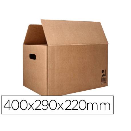 CAJA PARA EMBALAR MARCA Q-CONNECT AMERICANA CON ASAS CARTON RECICLADO CANAL SIMPLE 5 MM COLOR KRAFT 400X290X220 MM