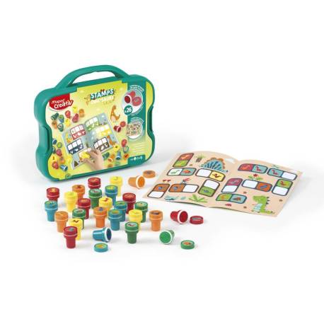 JUEGO MARCA MAPED CREATIV TEXTUR ART SELLO DINOSAURIOS MALETIN DE 26 UNIDADES