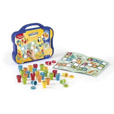JUEGO MARCA MAPED CREATIV TEXTUR ART SELLO ANIMALES MALETIN DE 26 UNIDADES