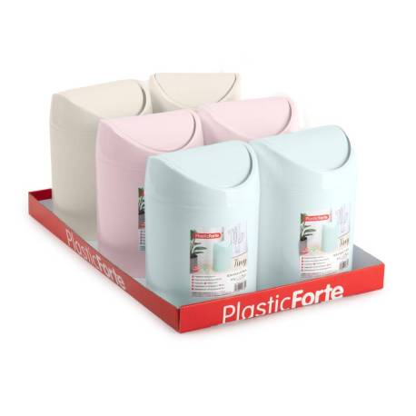 PAPELERA PLASTICO MARCA PLASTICFORTE TINY SOBREMESA 1,4L COLORES SURTIDOS 12,5X12,5X17,5 CM