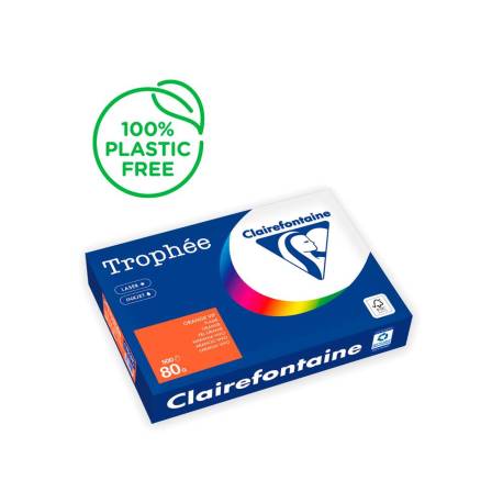 PAPEL COLOR MARCA TROPHEE A4 80GR NARANJA INTENSO PAQUETE DE 500 HOJAS