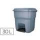 PAPELERA CONTENEDOR MARCA Q-CONNECT PLASTICO CON TAPA Y PEDAL 30 LITROS GRIS 395X395X420 MM