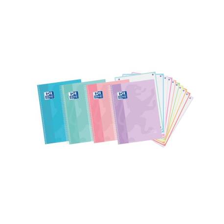 CUADERNO MARCA ESPIRAL OXFORD EUROPEANBOOK 10 TOUCH TAPA EXTRADURA DIN A4+ 150 HOJAS CUADRO 5 MM COLORES PASTEL