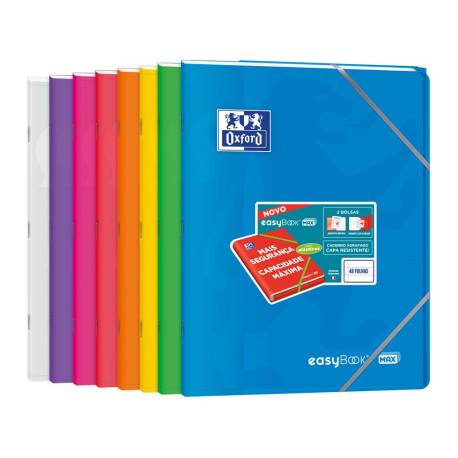 LIBRETA ESCOLAR MARCA OXFORD EASYBOOK TAPA PLASTICO DIN A4+ 48 HOJAS HORIZONTAL COLORES SURTIDOS