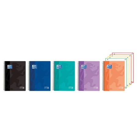 CUADERNO ESPIRAL MARCA OXFORD EUROPEANBOOK 4 CLASSIC TAPA PLASTICO DIN A5+ 120 HOJAS CUADRO 5 MM COLORES VIVOS