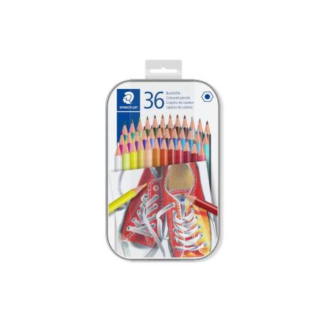 LAPICES DE COLORES MARCA STAEDTLER CAJA METALICA DE 36 UNIDADES COLORES SURTIDOS