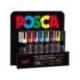 ROTULADOR MARCA UNI POSCA PC-5M/3D MARCADOR DE PINTURA PUNTA CONICA 1,8-2,5 MM EXPOSITOR DE 36 UNIDADES COLORES