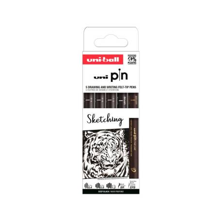 ROTULADOR MARCA UNIBALL PIN SKETCHING COLOR NEGRO BLISTER DE 5 UNIDADES