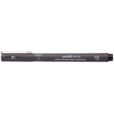 ROTULADOR UNIBALL PIN BR-200 PUNTA DE PINCEL FINO GRIS OSCURO