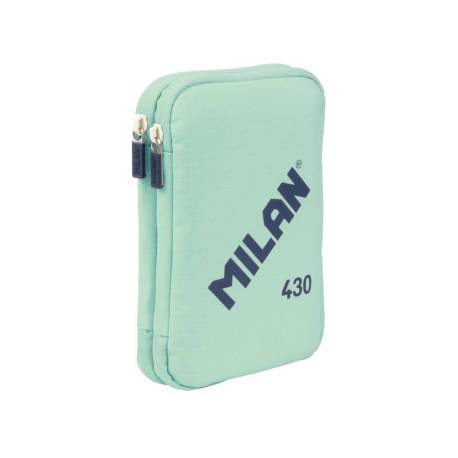 PLUMIER ESCOLAR MARCA MILAN 430 SINCE 1918 DOBLE CON ACCESORIOS COLOR VERDE 195X50X130 MM