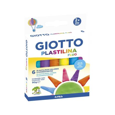 PLASTILINA MARCA GIOTTO FLUOR CAJA DE 6 UNIDADES COLORES SURTIDOS