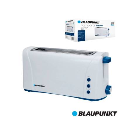 TOSTADOR MARCA BLAUPUNKT BOCA ANCHA 220V-1000W TERMOSTATO 6 NIVELES BOTON PARADA COLOR BLANCO