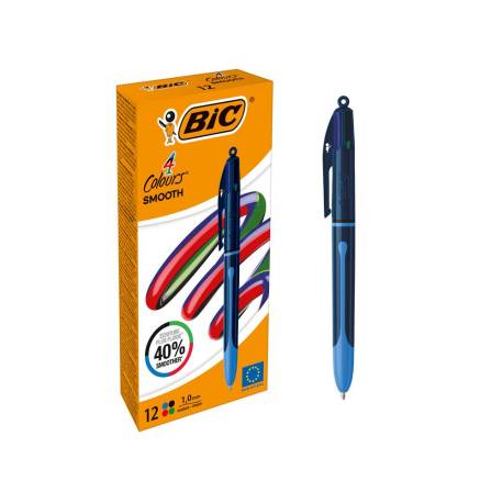 BOLIGRAFO MARCA BIC CUATRO COLORES SMOOTH DROP COLOR AZUL