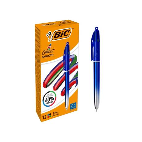 BOLIGRAFO MARCA BIC CUATRO COLORES SMOOTH GRADIENTE COLOR AZUL