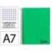 CUADERNO ESPIRAL MARCA LIDERPAPEL A7 MICRO WONDER TAPA PLASTICO 100H 90GR CUADRO 5MM 4 BANDAS COLOR VERDE OSCURO