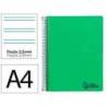 CUADERNO ESPIRAL LIDERPAPEL DIN A4 WONDER TAPA PLASTICO 80H 90GR PAUTA ESTRECHA 2,5MM CON MARGEN COLOR VERDE OSCURO