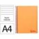 CUADERNO ESPIRAL MARCA LIDERPAPEL A4 WONDER TAPA PLASTICO 80H 90GR RAYADO HORIZONTAL CON MARGEN COLOR NARANJA