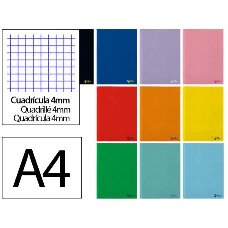 LIBRETA MARCA LIDERPAPEL SMART A4 48 HOJAS 75G/M2 CUADRO 4MM CON MARGEN COLORES SURTIDOS