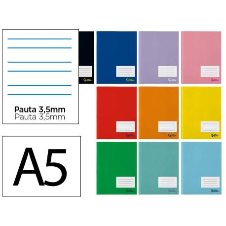 LIBRETA MARCA LIDERPAPEL SMART A5 PLUS 32 HOJAS 75G/M2 PAUTA 4 3.5MM CON MARGEN COLORES SURTIDOS