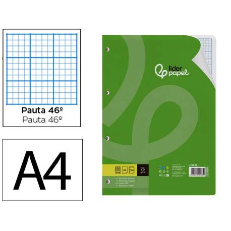 RECAMBIO MARCA LIDERPAPEL A4 100 HOJAS 75GR RAYADO Nº46 4 TALADROS