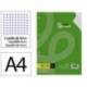 RECAMBIO MARCA LIDERPAPEL DIN A4 100 HOJAS 75 GR CUADRO 4 MM CON MARGEN 4 TALADROS