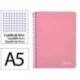 CUADERNO ESPIRAL MARCA LIDERPAPEL DIN A5 WITTY TAPA DURA 80H 90GR CUADRO 4MM CON MARGEN COLOR ROSA