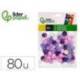 POMPONES DE COLORES MARCA LIDERPAPEL 1,5 CM TONALIDADES VIOLETA BOLSA CON 80 UNIDADES