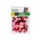 POMPONES DE COLORES MARCA LIDERPAPEL 1,5 CM TONALIDADES ROJAS BOLSA CON 80 UNIDADES