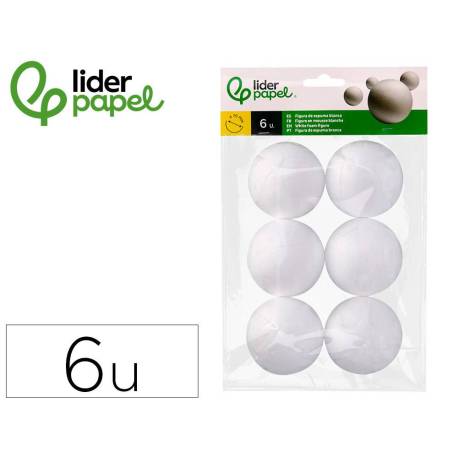 FIGURA DE ESPUMA BLANCA MARCA LIDERPAPEL BOLA DE 7 CM BOLSA CON 6 UNIDADES