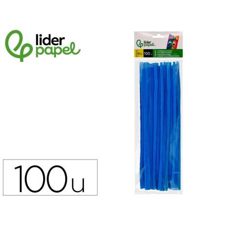 LIMPIAPIPAS DE CHENILLA MARCA LIDERPAPEL 30 CM COLOR AZUL MATE BOLSA DE 100 UNIDADES