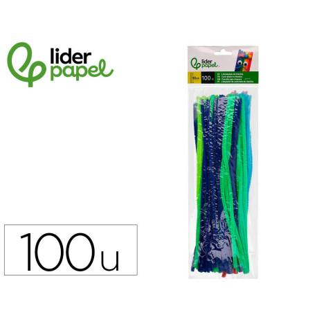 LIMPIAPIPAS DE CHENILLA MARCA LIDERPAPEL 30 CM COLORES MATE SURTIDOS BOLSA DE 100 UNIDADES