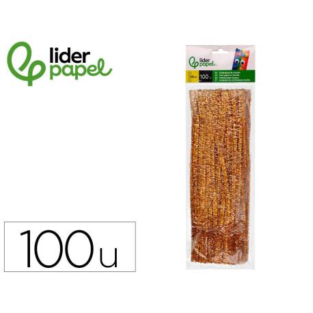 LIMPIAPIPAS DE CHENILLA MARCA LIDERPAPEL 30 CM COLOR ORO BOLSA DE 100 UNIDADES
