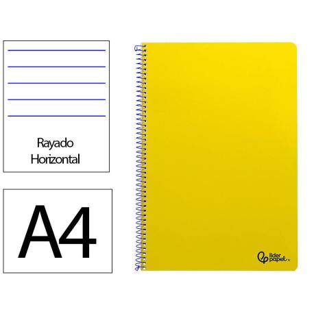 CUADERNO ESPIRAL LIDERPAPEL DIN A4 SMART TAPA BLANDA 80H 75GR RAYADO HORIZONTAL CON MARGEN COLOR AMARILLO