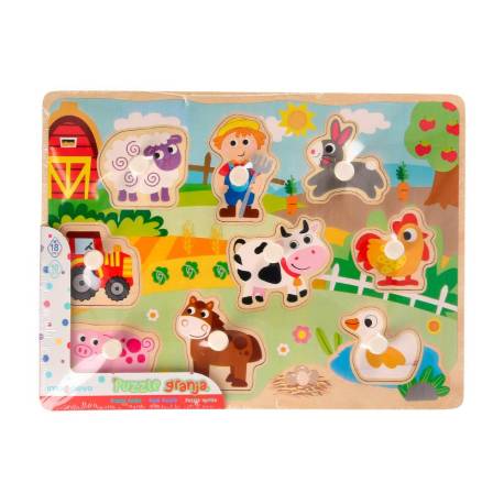 PUZLE INFANTIL MARCA IMAGINOVO MADERA GRANJA +18 MESES 9 PIEZAS 30X22,5X1,5CM