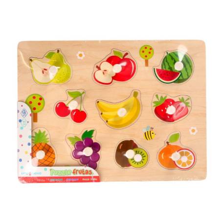 PUZLE INFANTIL MARCA IMAGINOVO MADERA FRUTAS +18 MESES 10 PIEZAS 30X22,5X1,5CM