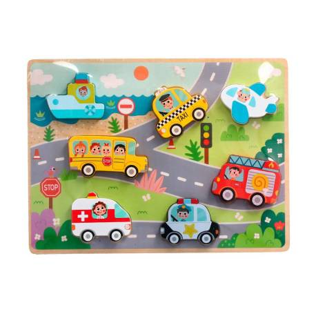 PUZLE INFANTIL MARCA IMAGINOVO MADERA 3D VEHICULOS +12 MESES 8 PIEZAS 29,5X22X1,7CM