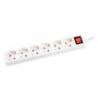 REGLETA MARCA Q-CONNECT 6 TOMAS DE CORRIENTE CON INTERRUPTOR LONGITUD CABLE 1,5 MT COLOR BLANCO