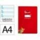 CUADERNO ESPIRAL MARCALIDERPAPEL DIN A4 PAUTAGUIA TAPA DURA 80H 90 GR CUADRO PAUTADO 4MM COLOR ROJO