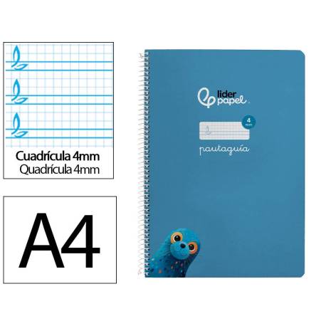 CUADERNO ESPIRAL MARCA LIDERPAPEL DI N A4 PAUTAGUIA TAPA BLANDA 80H 75 GR CUADRO PAUTADO 4MM COLOR AZUL