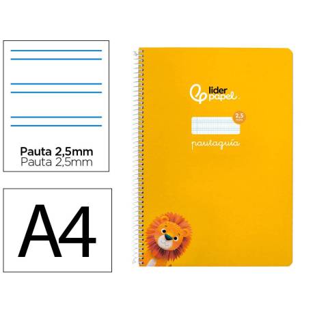 CUADERNO ESPIRAL MARCA LIDERPAPEL DI N A4 PAUTAGUIA TAPA BLANDA 80H 75 GR CUADRO PAUTADO 2,5MM COLOR AMARILLO