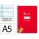 CUADERNO ESPIRAL MARCA LIDERPAPEL DI N A5 PAUTAGUIA TAPA DURA 80H 90 GR CUADRO PAUTADO 5MM COLOR ROJO
