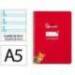 CUADERNO ESPIRAL MARCA LIDERPAPEL DI N A5 PAUTAGUIA TAPA DURA 80H 90 GR CUADRO PAUTADO 4MM COLOR ROJO