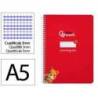 CUADERNO ESPIRAL MARCA LIDERPAPEL DI N A5 PAUTAGUIA TAPA DURA 80H 90 GR CUADRO PAUTADO 3MM COLOR ROJO