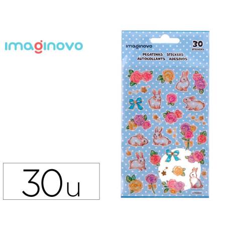 PEGATINAS MARCA IMAGINOVO FLORES Y CONEJOS DE PAPEL 190X104 MM EN BLISTER